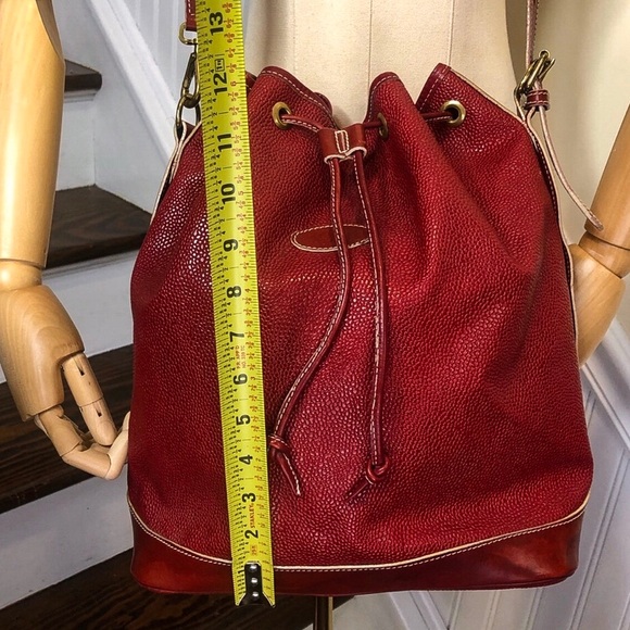 MULBERRY Red Scotchgrain Caviar Leather Drawstring Bucket Crossbody Shoulder Bag - Picture 14 of 17